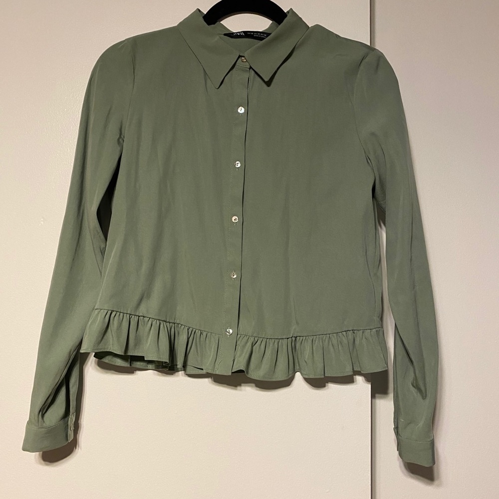 Mint green peplum long sleeve
